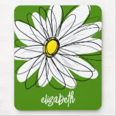 Whimsical Daisy - avocado green trendy script name Mousepad (Vorne)