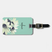 Whimsical Daisy Blume Aquamarin Gepäckanhänger (Vorderseite horizontal)