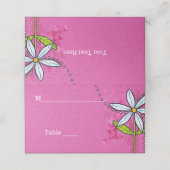 Whimsical Daisy Blume Blätter auf Bright Pink Platzkarte (Außenseite Aufgefaltet)