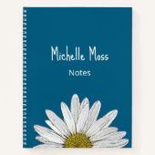 Whimsical Daisy Botanical Boho Simple Blue Notizblock (Vorderseite)