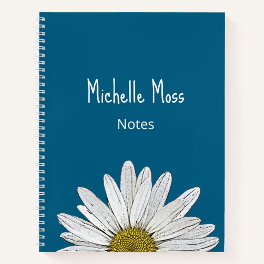 Whimsical Daisy Botanical Boho Simple Blue Notizblock (Vorderseite)