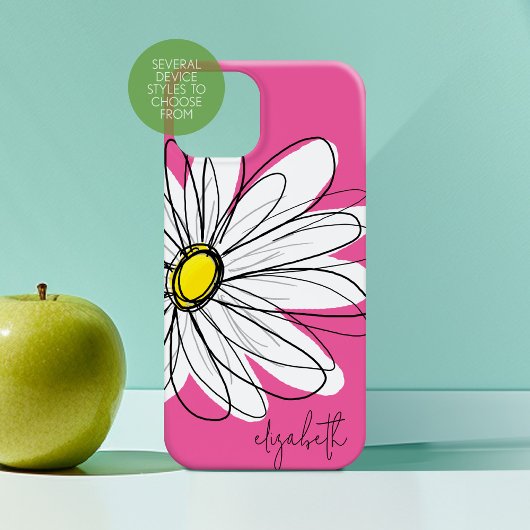 Whimsical Daisy Floral - pink gelb und Name Case-Mate iPhone Hülle