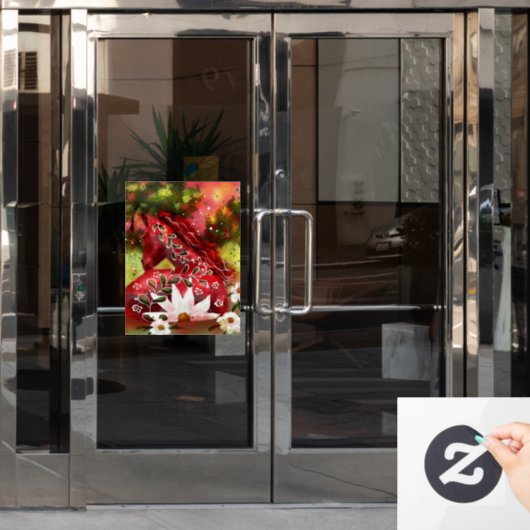 Whimsical Daisy Horsting in Field Abstrakt Art Fensteraufkleber (Büro Tür)