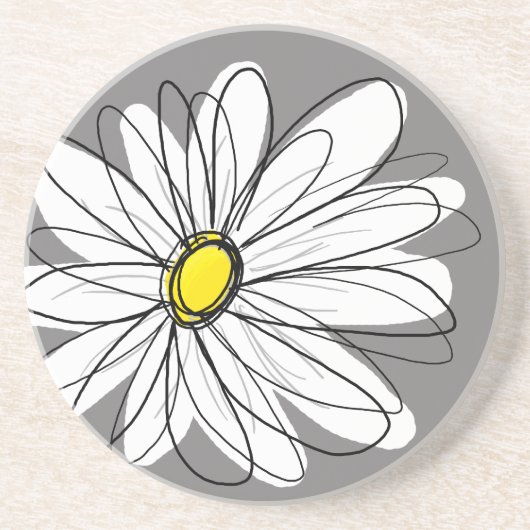 Whimsical Daisy in grau und gelb Getränkeuntersetzer (Vorne)