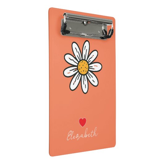Whimsical Daisy Mini Clipboard - Helle florale Kun Mini Klemmbrett (Schrägansicht)