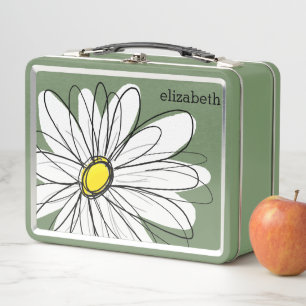 Whimsical Daisy mit einfacher Bezeichnung Metall Brotdose