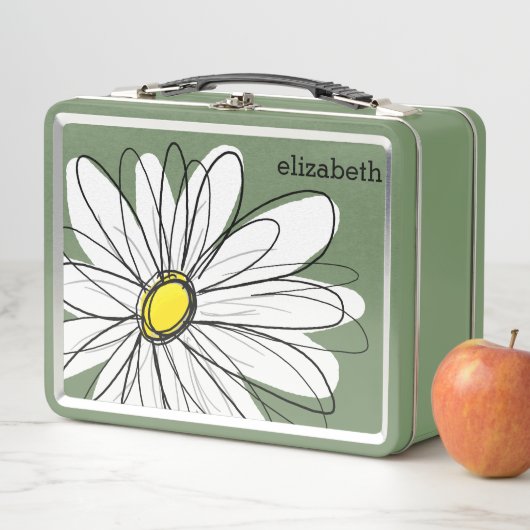 Whimsical Daisy mit einfacher Bezeichnung Metall Brotdose (Beispiel)