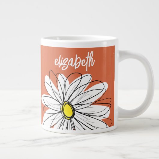 Whimsical Daisy - mit modischem Schriftzug Jumbo-Tasse (Rechts)