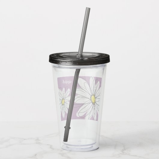 Whimsical Daisy - orchid - trendy script name Acryltrinkbecher (Rückseite)