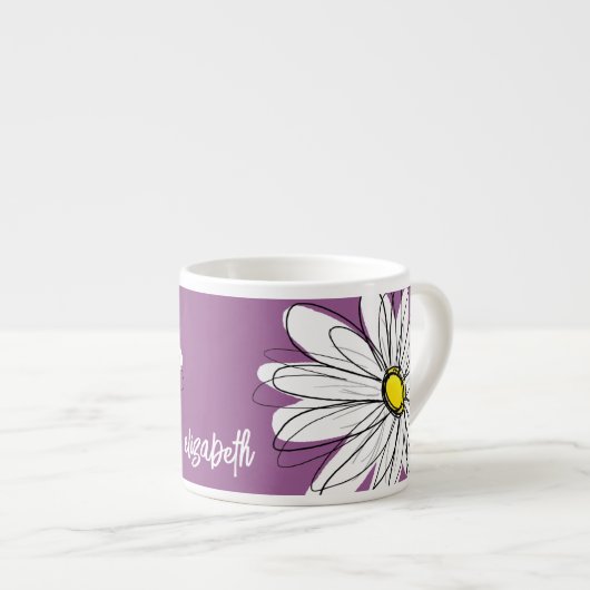 Whimsical Daisy - orchid - trendy script name Espressotasse (Vorderseite Rechts)