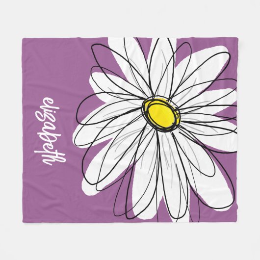Whimsical Daisy - orchid - trendy script name Fleecedecke (Vorderseite (Horizontal))