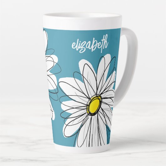 Whimsical Daisy - orchid - trendy script name Milchtasse (Rechte Ecke)