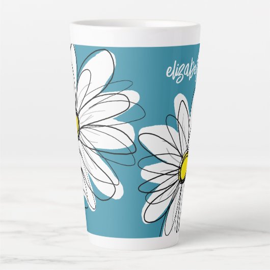 Whimsical Daisy - orchid - trendy script name Milchtasse (Vorderseite)