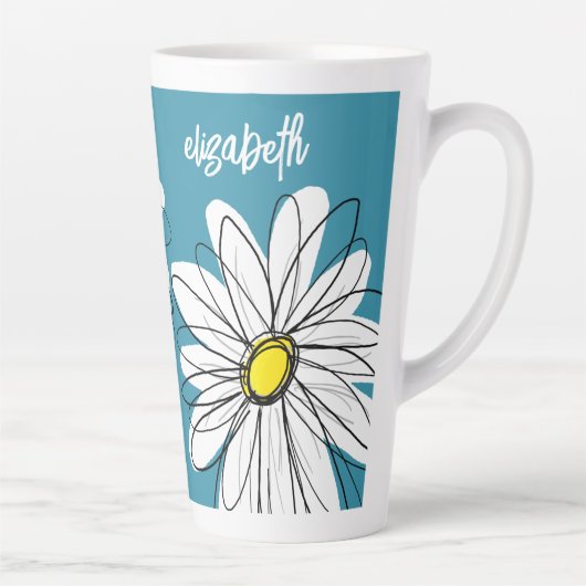 Whimsical Daisy - orchid - trendy script name Milchtasse (Rechts)