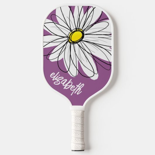 Whimsical Daisy - orchid - trendy script name Pickleball Schläger (Vorderseite)