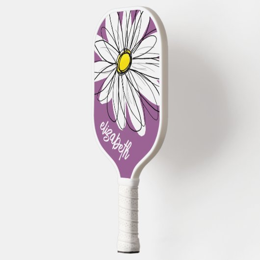 Whimsical Daisy - orchid - trendy script name Pickleball Schläger (Links)