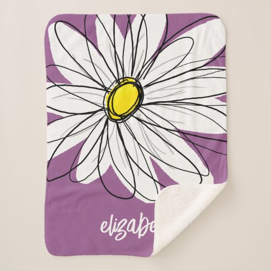 Whimsical Daisy - orchid - trendy script name Sherpadecke (Vorderseite)