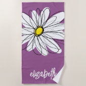 Whimsical Daisy - orchid - trendy script name Strandtuch (Vorderseite)