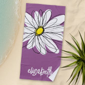 Whimsical Daisy - orchid - trendy script name Strandtuch