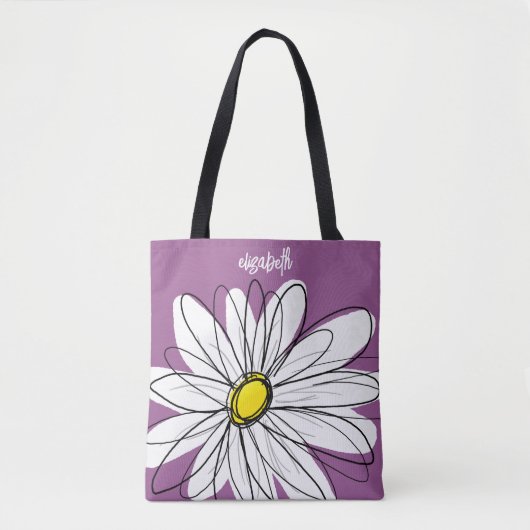 Whimsical Daisy - orchid - trendy script name Tasche (Vorderseite)