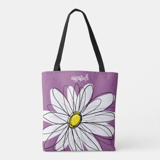 Whimsical Daisy - orchid - trendy script name Tasche (Rückseite)