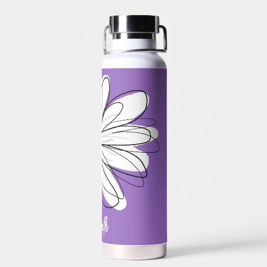Whimsical Daisy - orchid - trendy script name Trinkflasche (Rückseite)