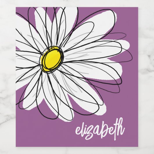 Whimsical Daisy - orchid - trendy script name Weinetikett (Einzelnes Label)