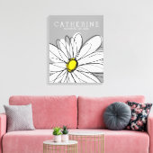 Whimsical Daisy Yellow and Gray Kids Room Leinwanddruck (Insitu (Wohnzimmer))