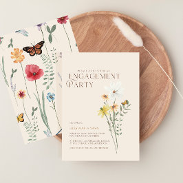 Whimsical Daisy Yellow Wildblume Engagement Party Einladung