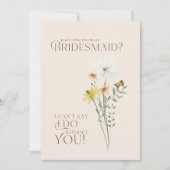 Whimsical Daisy Yellow Wildblumen Bridesmaid Einladung (Vorderseite)