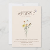 Whimsical Daisy Yellow Wildblumen Hochzeit Einladung (Vorderseite)