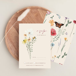 Whimsical Daisy Yellow Wildblumen Wedding RSVP