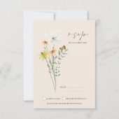 Whimsical Daisy Yellow Wildblumen Wedding RSVP (Vorderseite)
