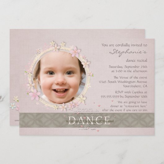 Whimsical Dance Erwägung Mädchen's Foto Einladung (Vorne/Hinten)