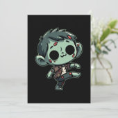 Whimsical Dancing Zombie - Halloween Untot Einladung (Stehend Vorderseite)