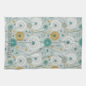 Whimsical Dandela - Gelb, Weiß und Aquamarin Geschirrtuch (Horizontal)