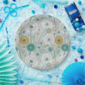 Whimsical Dandela - Gelb, Weiß und Aquamarin Pappteller (Party)