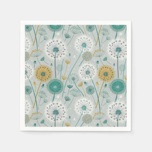Whimsical Dandela - Gelb, Weiß und Aquamarin Serviette