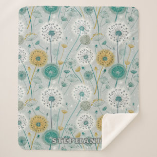 Whimsical Dandela - Gelb, Weiß und Aquamarin Sherpadecke