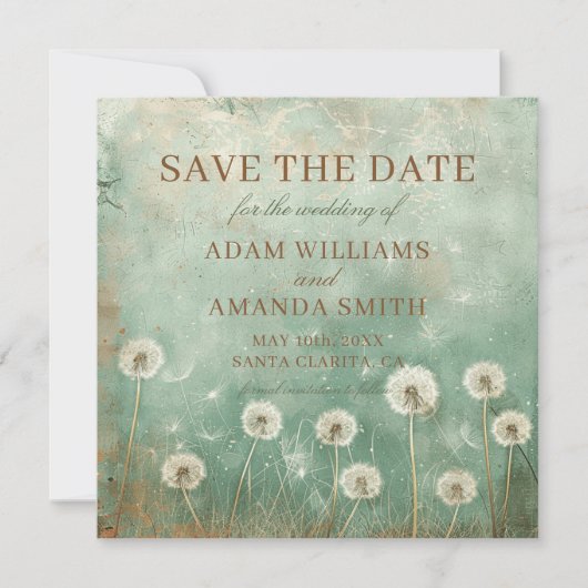 Whimsical Dandelion Blume Hochzeit Save The Date (Vorderseite)