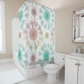 Whimsical Dandelion Breeze - Pastel Botanical Duschvorhang (Beispiel)