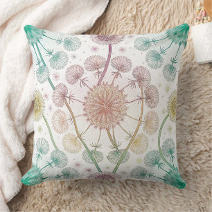 Whimsical Dandelion Breeze - Pastel Botanical Kissen