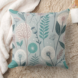 Whimsical Dandelion & Floral Folk Art Nahtlos (2) Kissen