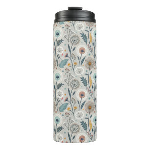 Whimsical Dandelion & Floral Folk Kunst Nahtlos Thermosbecher