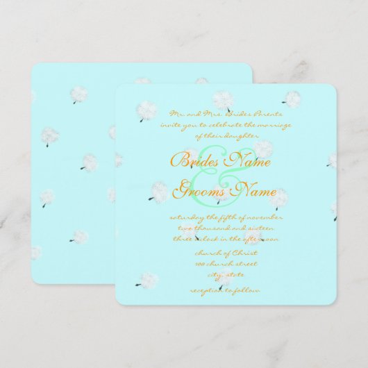 Whimsical Dandelion Wedding Einladung (Vorne/Hinten)