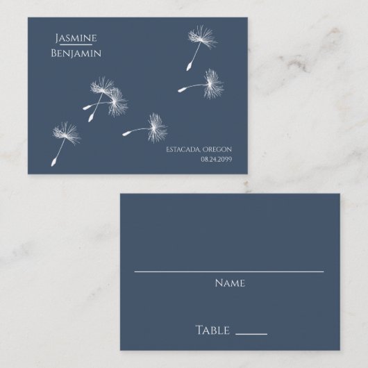 Whimsical Dandelion Wedding Place / Escort Card Platzkarte (Vorne/Hinten)