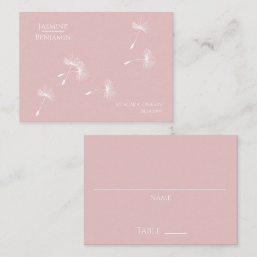 Whimsical Dandelion Wedding Place / Escort Card Platzkarte (Vorne/Hinten)