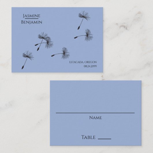 Whimsical Dandelion Wedding Place / Escort Card Platzkarte (Vorne/Hinten)