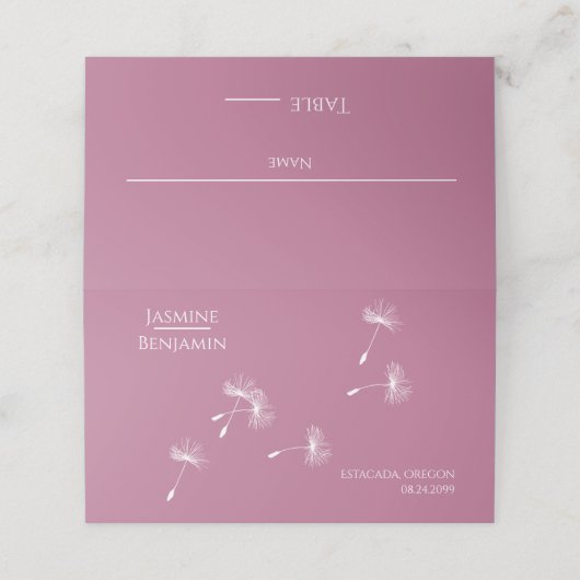 Whimsical Dandelion Wedding Place / Escort Card Platzkarte (Außenseite Aufgefaltet)