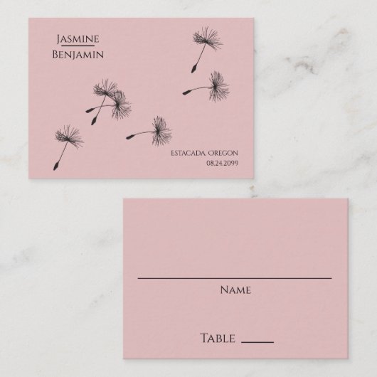 Whimsical Dandelion Wedding Place / Escort Card Platzkarte (Vorne/Hinten)